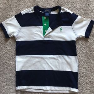 Polo navy and cream striped shirt size 4